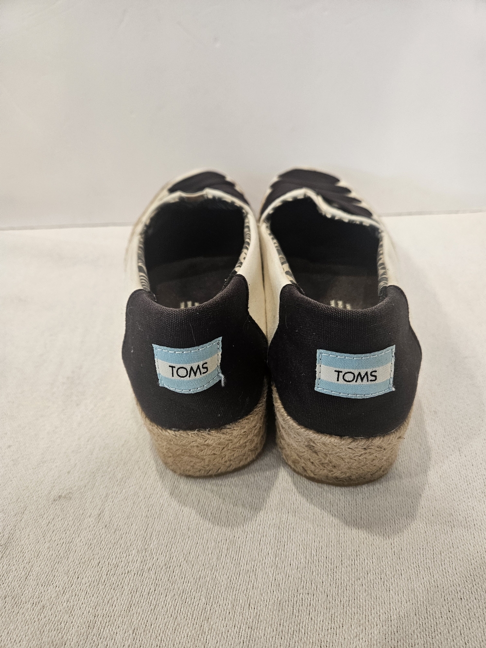 TOMS Women’s Two-Tone Espadrille Platform Slip-On - Black & White 7 - Picture 5 of 9